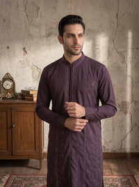 Mauve Embroidered Kurta Pajama
