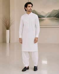 White Cotton Kameez Shalwar