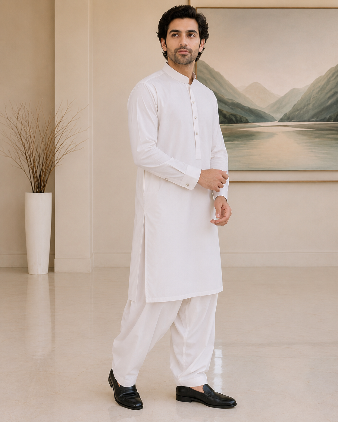 White Cotton Kameez Shalwar