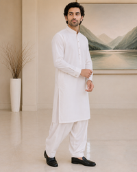 White Cotton Kameez Shalwar