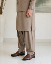 Light Brown Kameez Shalwar with Waist Coat