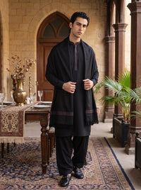 Black Woolen Shawl Suit