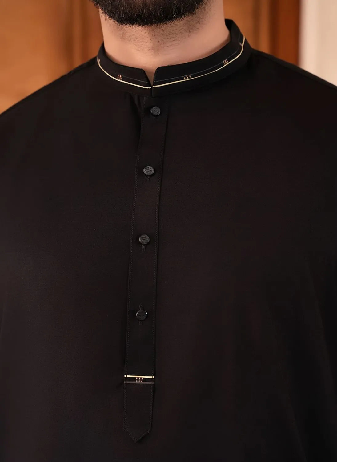 Black Wash and Wear Kameez Shalwar