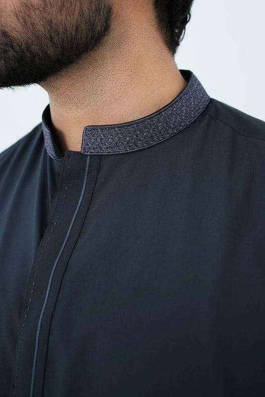 Charcoal Grey Boski Wash and Wear Kameez Shalwar