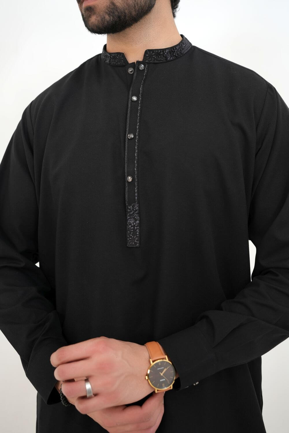 Black Wash and Wear Kameez Shalwar