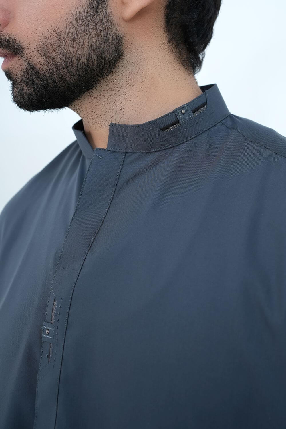 Steel Grey Boski Wash and Wear Kameez Shalwar