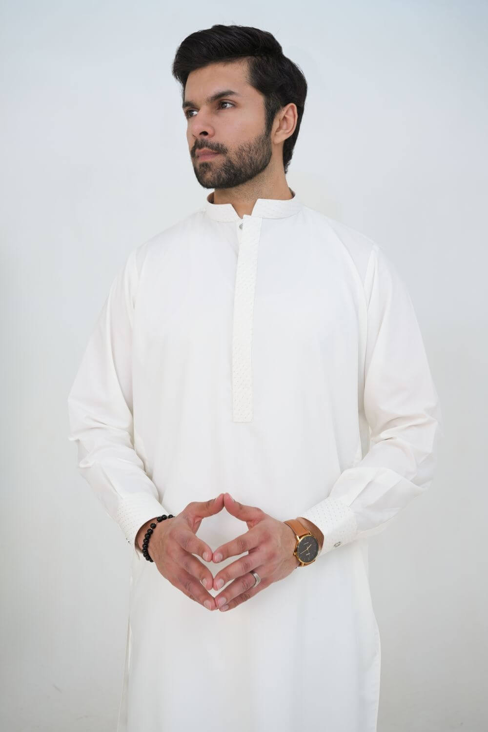 Off-White Boski Wash and Wear Kameez Shalwar