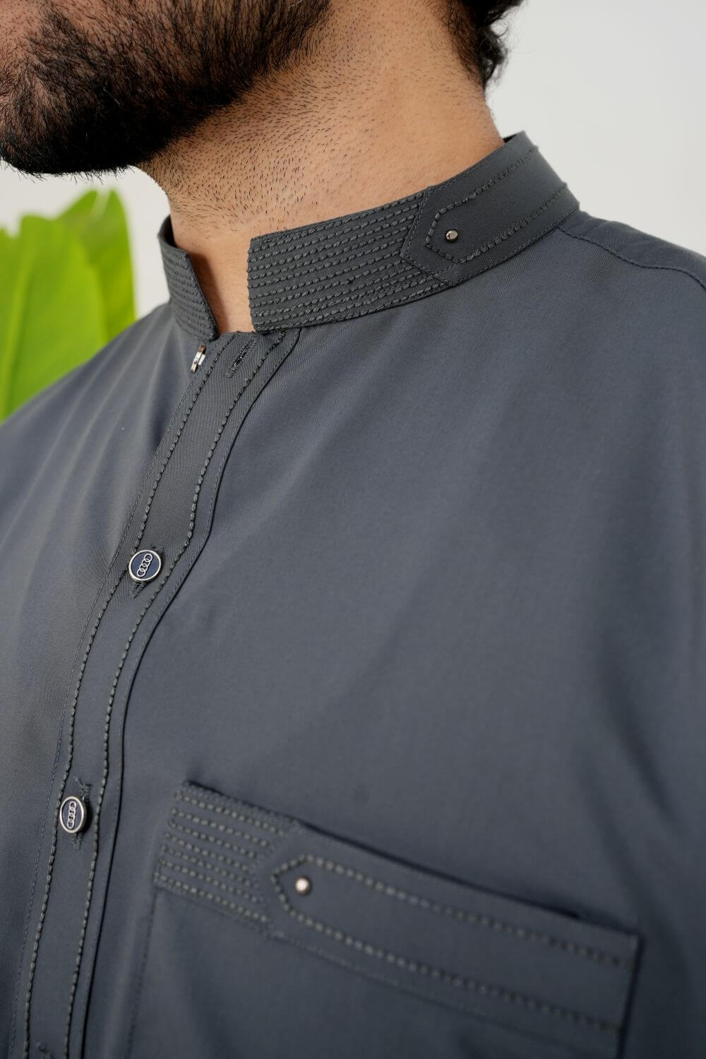 Charcoal Grey Boski Wash and Wear Kameez Shalwar