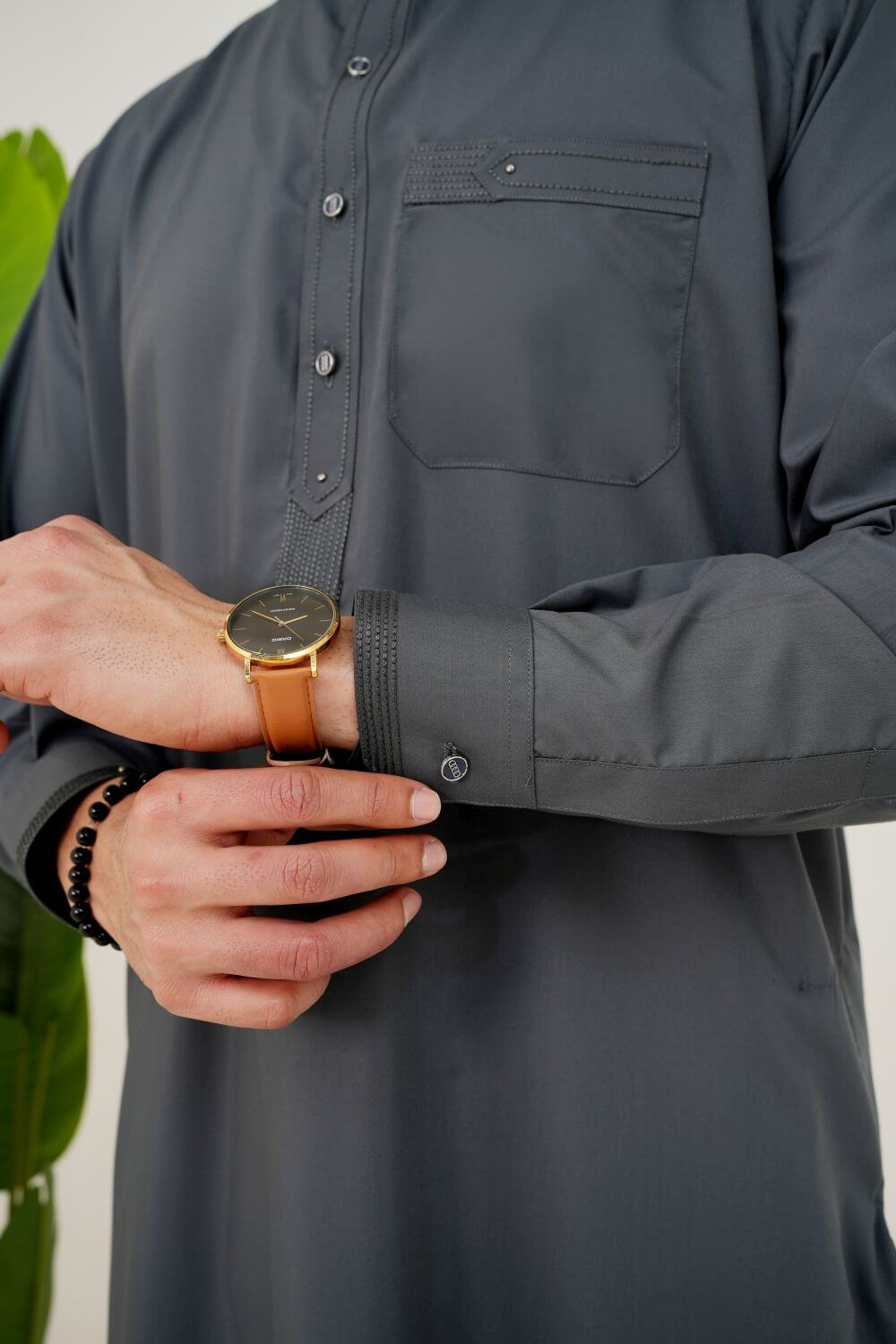 Charcoal Grey Boski Wash and Wear Kameez Shalwar