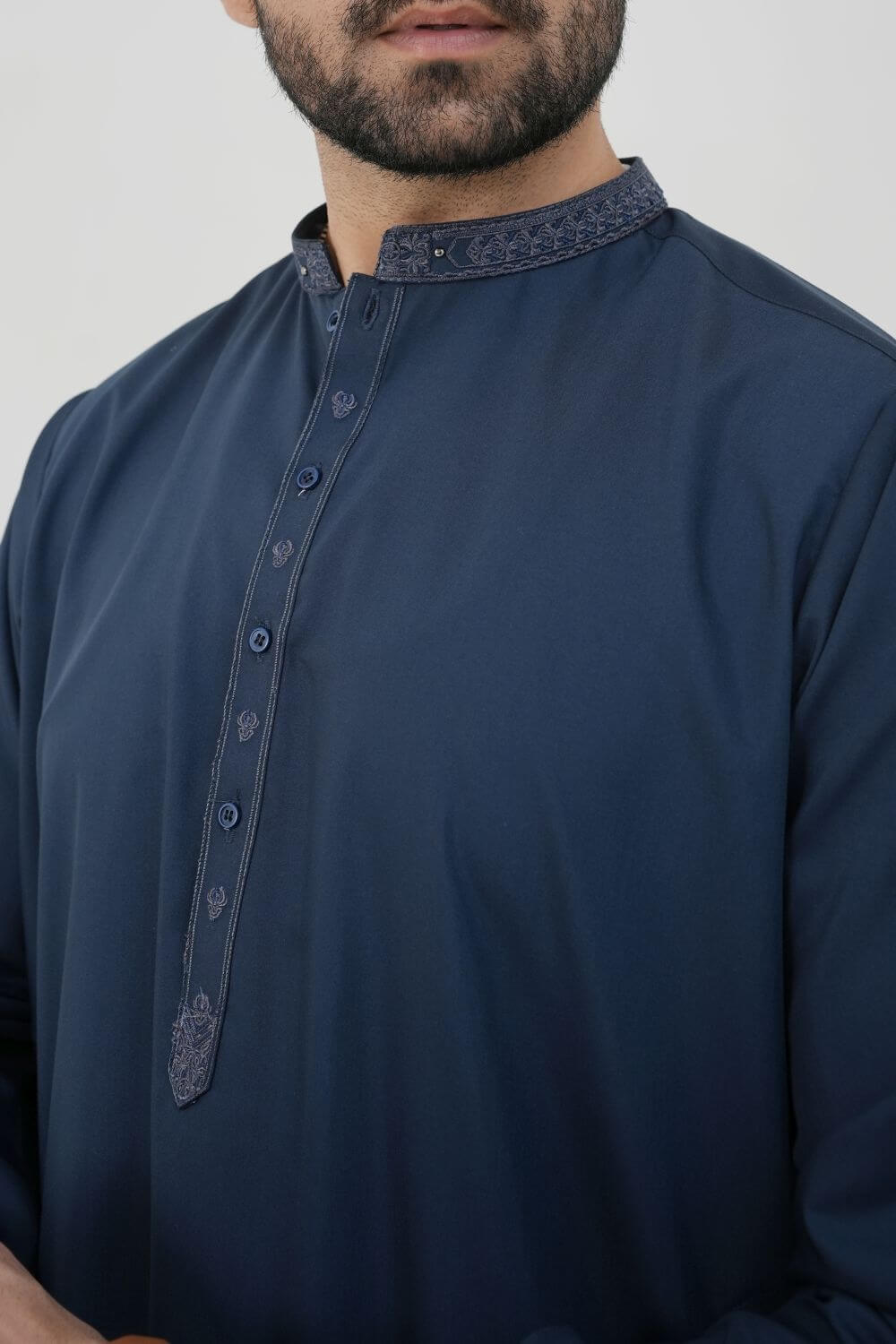 Blue Boski Wash and Wear Kameez Shalwar