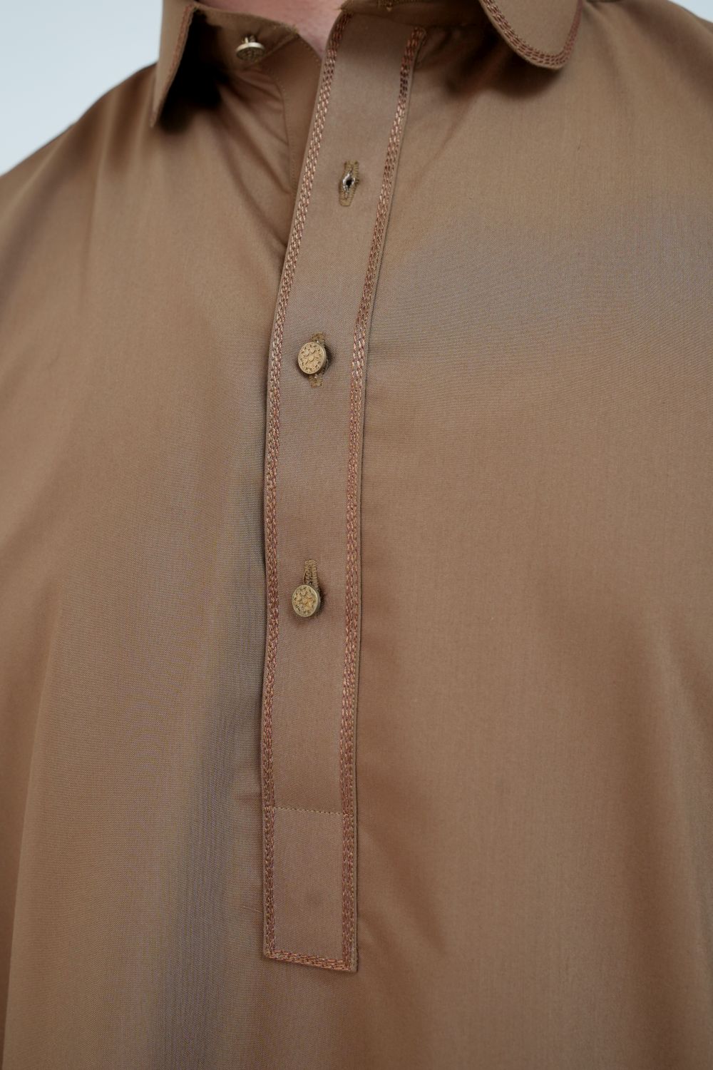 Camel Brown Boski Wash and Wear Kameez Shalwar