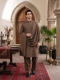 Brown Woolen Shawl Suit