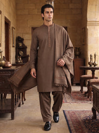 Brown Woolen Shawl Suit