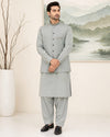 Grey Kameez Shalwar with Waist Coat