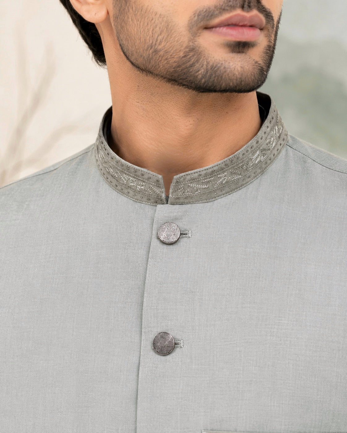 Grey Kameez Shalwar with Waist Coat