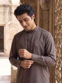 Chocolate Brown Wash and Wear Kameez Shalwar
