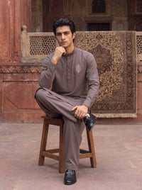 Chocolate Brown Wash and Wear Kameez Shalwar