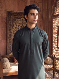 Charcoal Teal Wash and Wear Kameez Shalwar