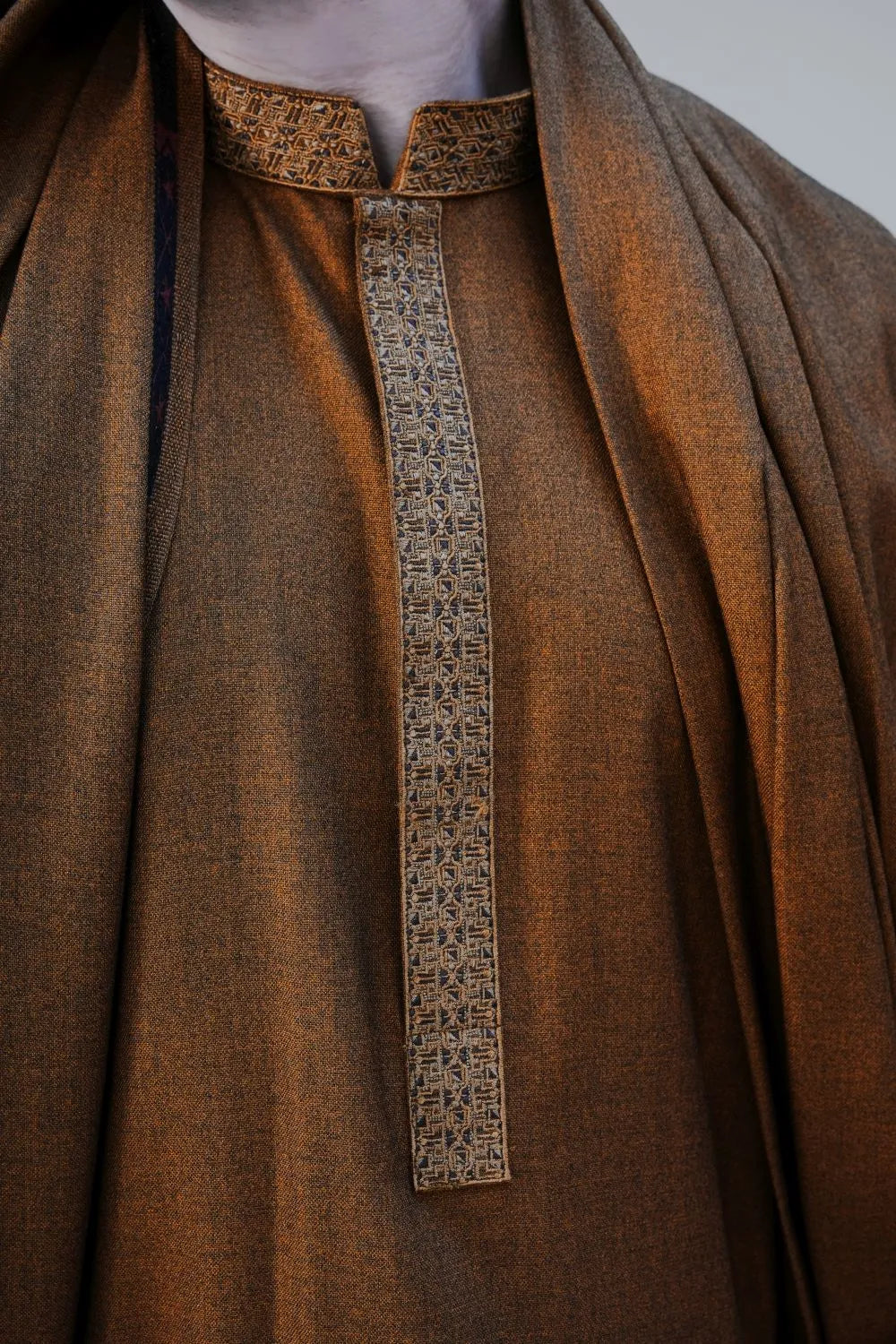 Extra Fine Woolen Shawl Suit Rust