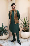 Arshad Green Double Tune Kameez Trouser with Waistcoat