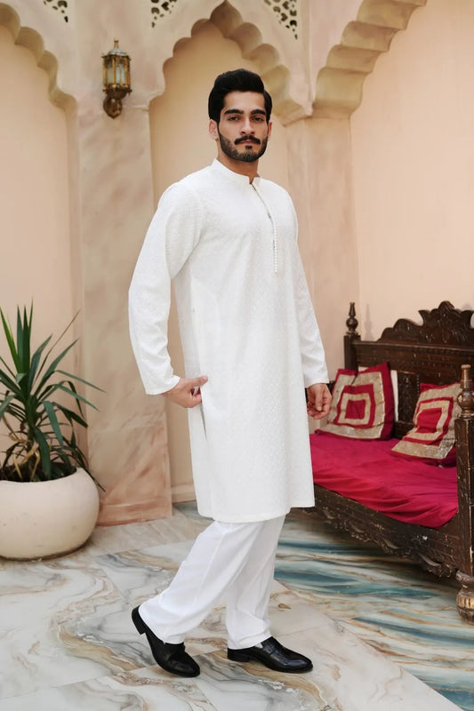 Arshad Off White Kurta Trouser | Stylish ChikanKari Look