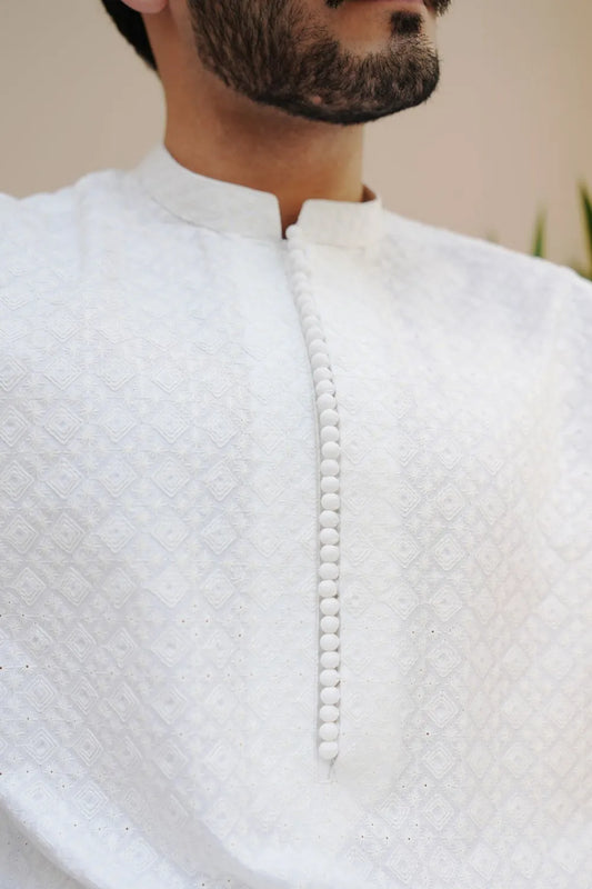 Arshad Off White Kurta Trouser | Stylish ChikanKari Look