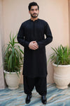 Black Shalwar Kameez Washing & Wear Regular Fit by Arshad