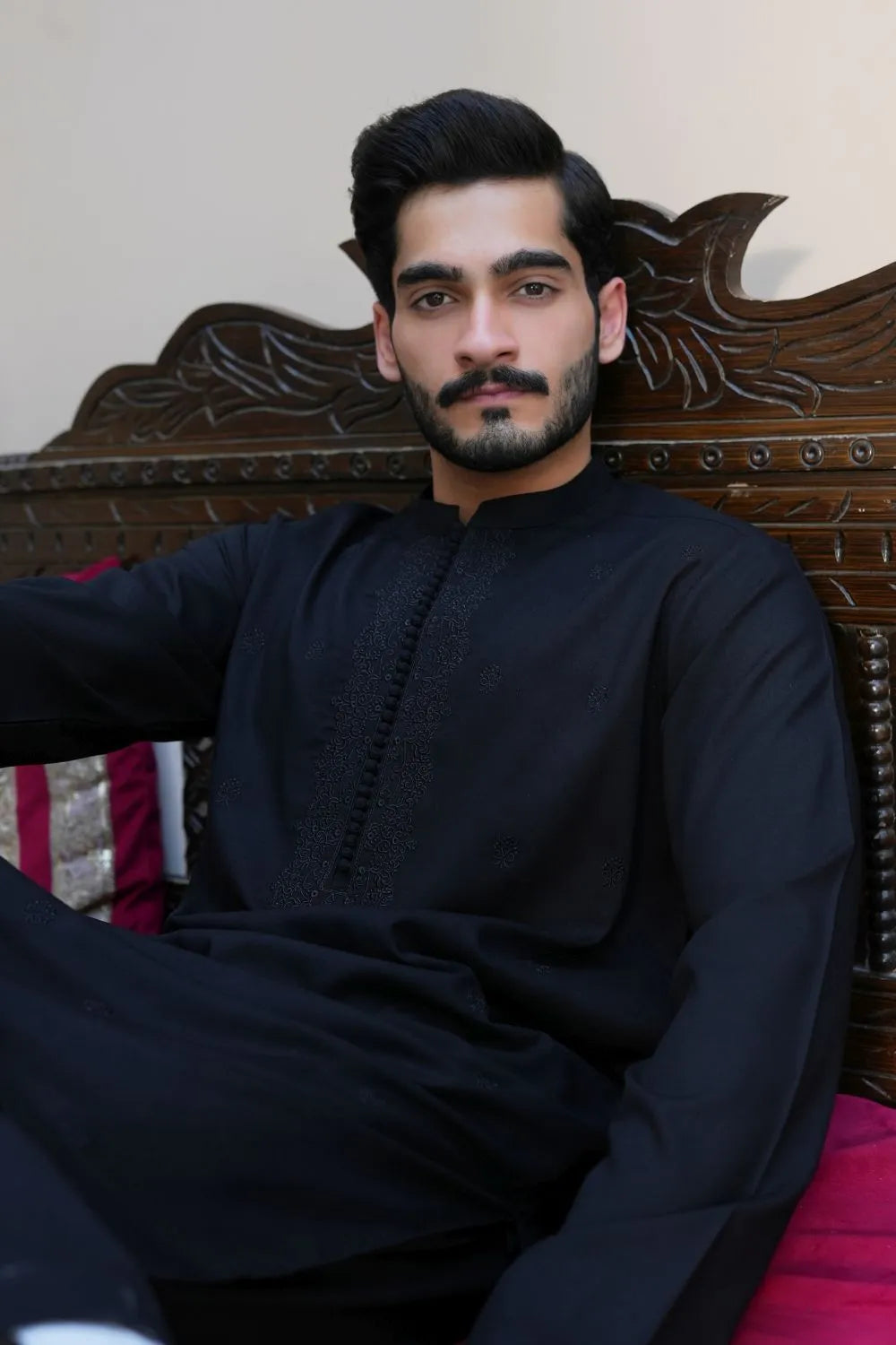 Black Shalwar Kameez Washing & Wear Regular Fit by Arshad