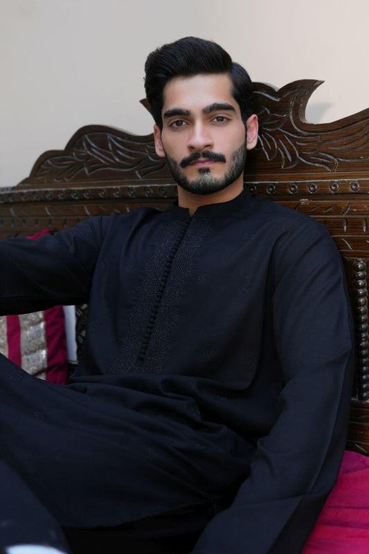 Arshad Black Shalwar Kameez  Extra Fine Washing N Wear
