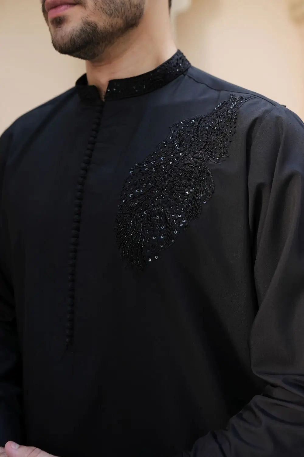 Arshad Black Blending Shalwar Kameez for Festive Wear