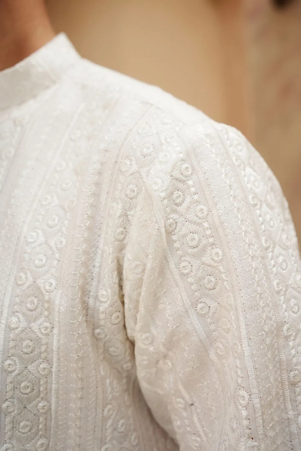 Raw silk  fancy work Kurta Trouser Off-White