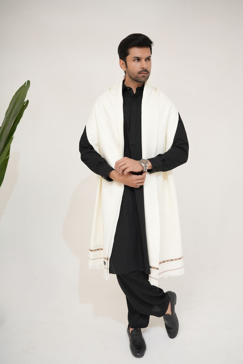 Off-White Woolen Shawl