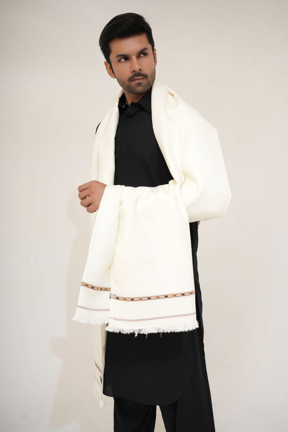 Off-White Woolen Shawl