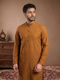 Mustard Embroidered Kurta Pajama