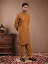 Mustard Embroidered Kurta Pajama