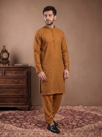 Mustard Embroidered Kurta Pajama