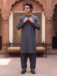 Charcoal Grey Wash and Wear Kameez Shalwar