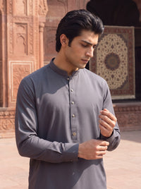Charcoal Grey Wash and Wear Kameez Shalwar