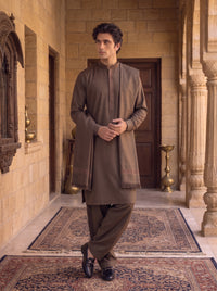 Brown Woolen Shawl Suit