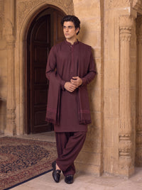 Maroon Woolen Shawl Suit
