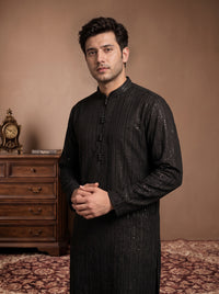 Black Embroidered Kurta Pajama