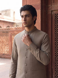 Stone Green Kameez Shalwar with Waist Coat