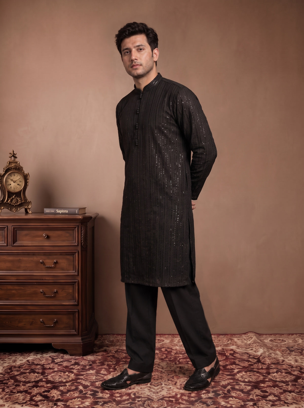 Black Embroidered Kurta Pajama