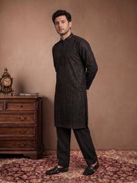 Black Embroidered Kurta Pajama