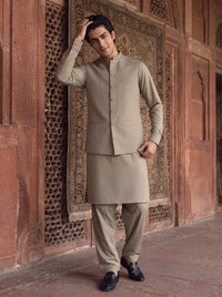 Stone Green Kameez Shalwar with Waist Coat