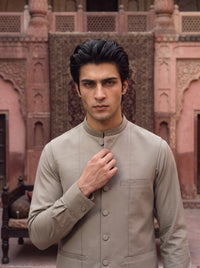 Stone Green Kameez Shalwar with Waist Coat