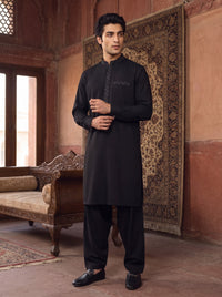 Black Wash and Wear Kameez Shalwar