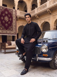 Black Wash and Wear Kameez Shalwar