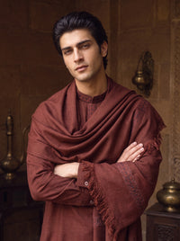 Rust Woolen Shawl Suit
