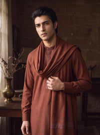 Rust Woolen Shawl Suit
